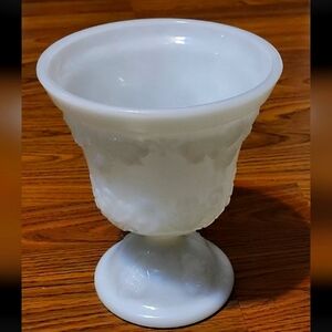 Vase Planter Vintage mid-century E O Brody Milk Glass Pedestal Goblet Cup
